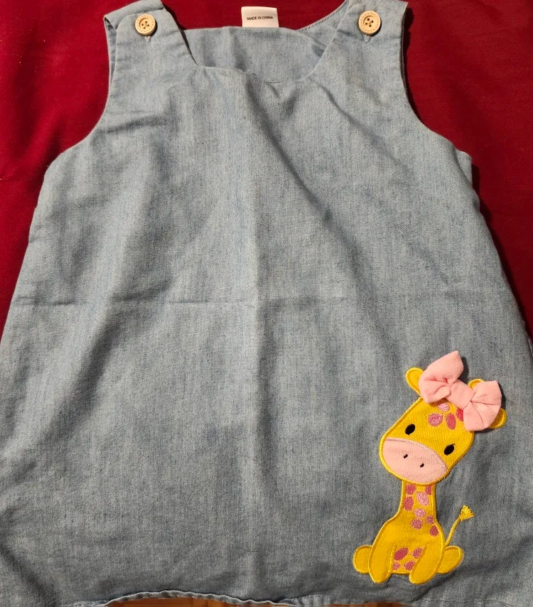 Denim Overalls & Dress with Appliqués