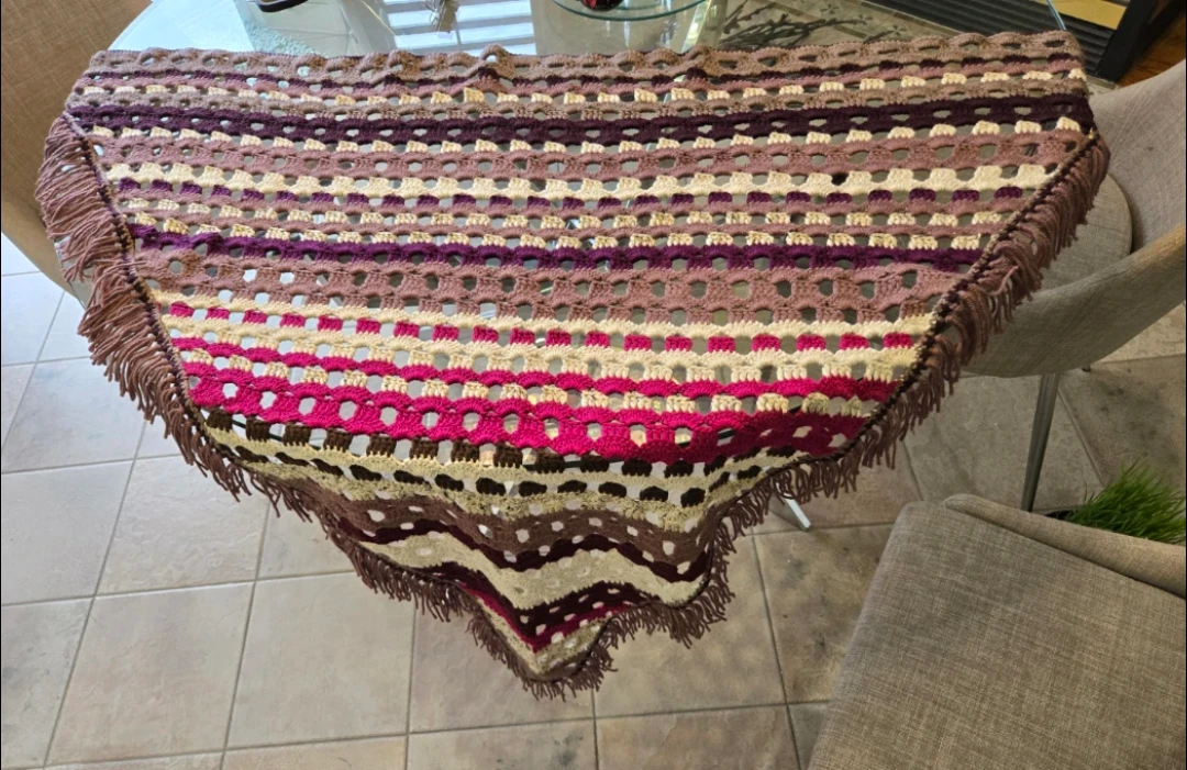 Handmade Crochet Shawl with Fringe - photo 2