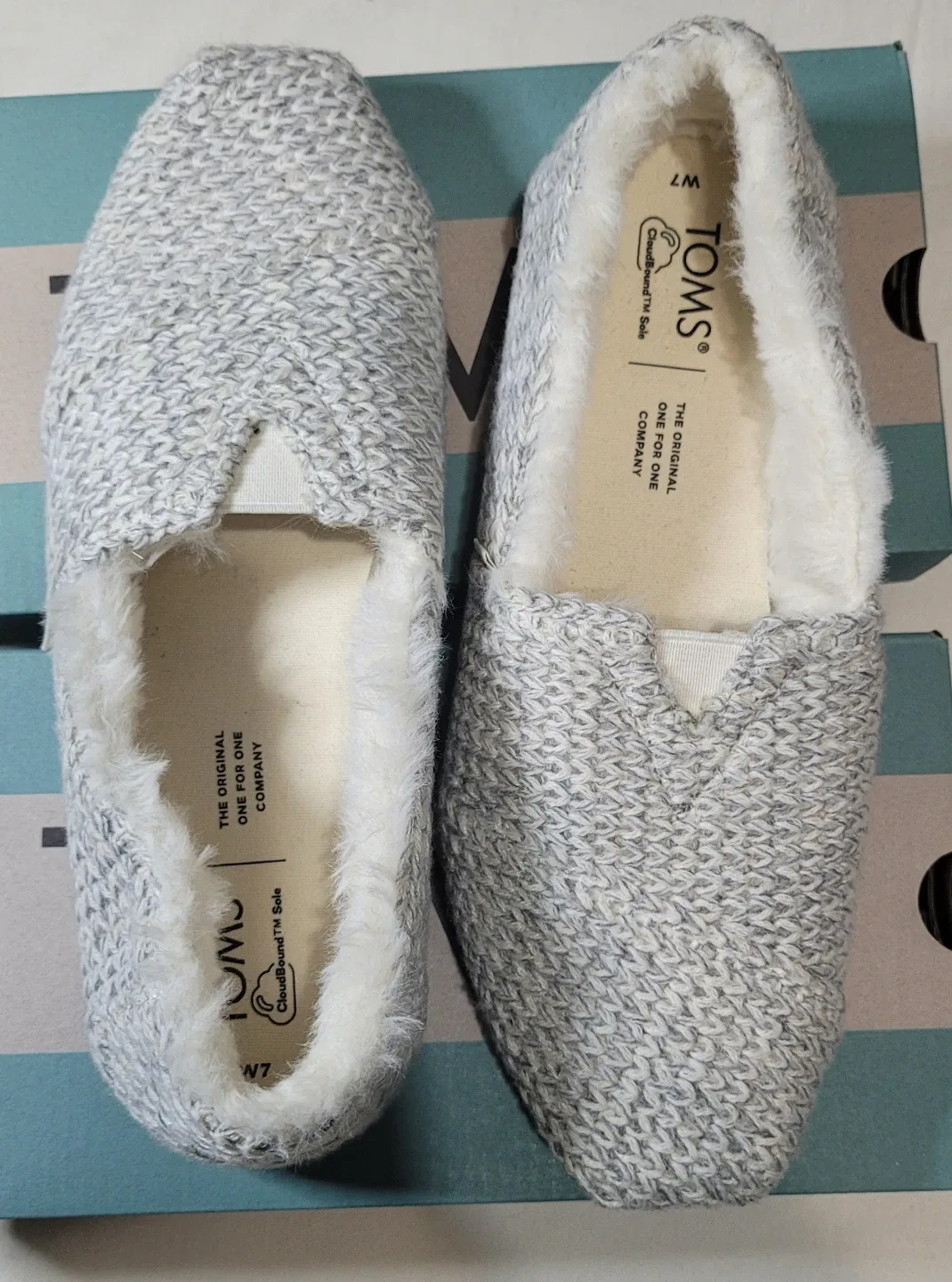 TOMS Alpargata White Cozy Sweater Knit, Women's Size 7 image indicator(3)