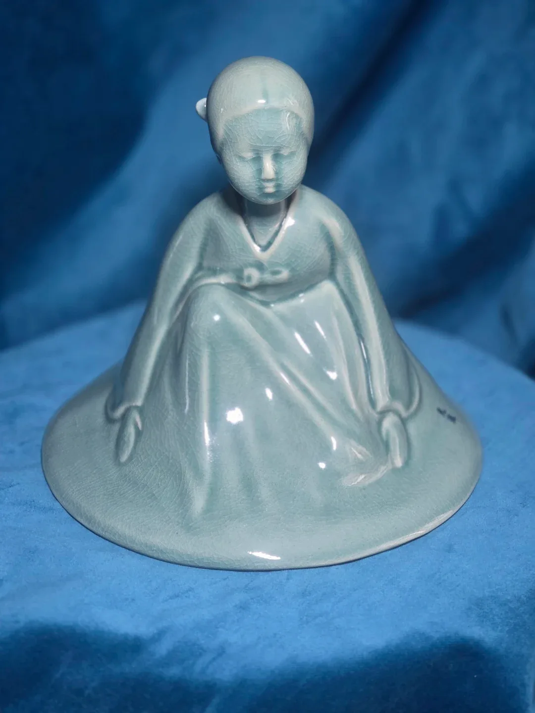 Korean Woman Celadon Pottery Figurine
