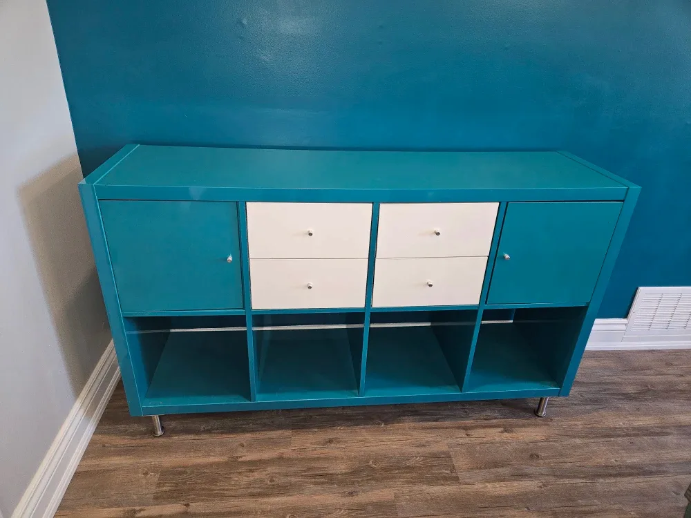 Ikea Kallex Teal & White Storage Unit