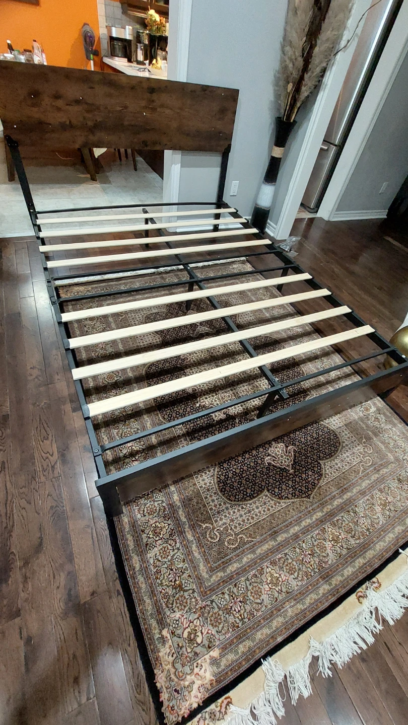 Queen Bed Frame with Headboard - Brown & Black