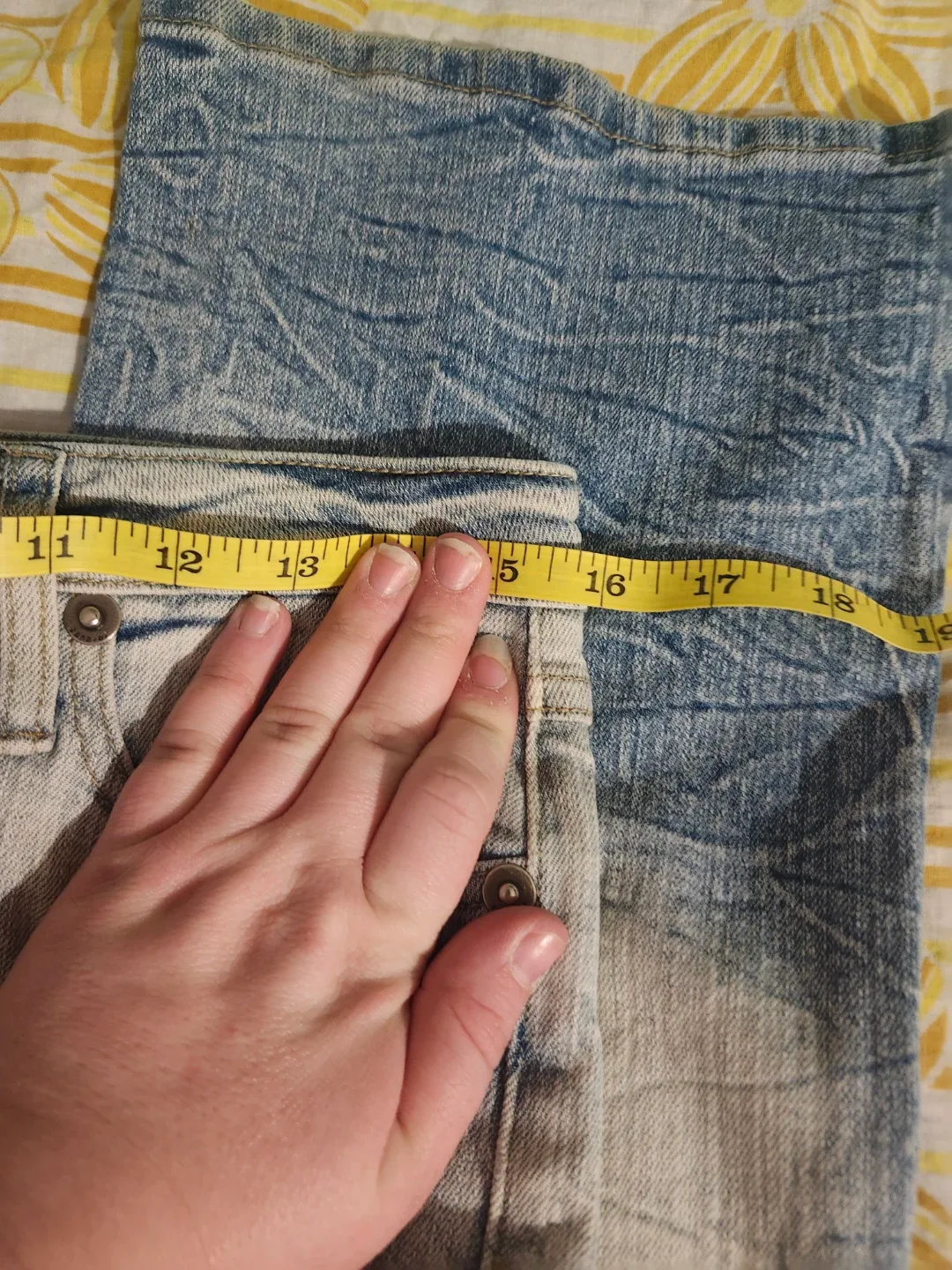 y2k Blue and White Faded Denim Straight Leg Jeans image indicator(7)