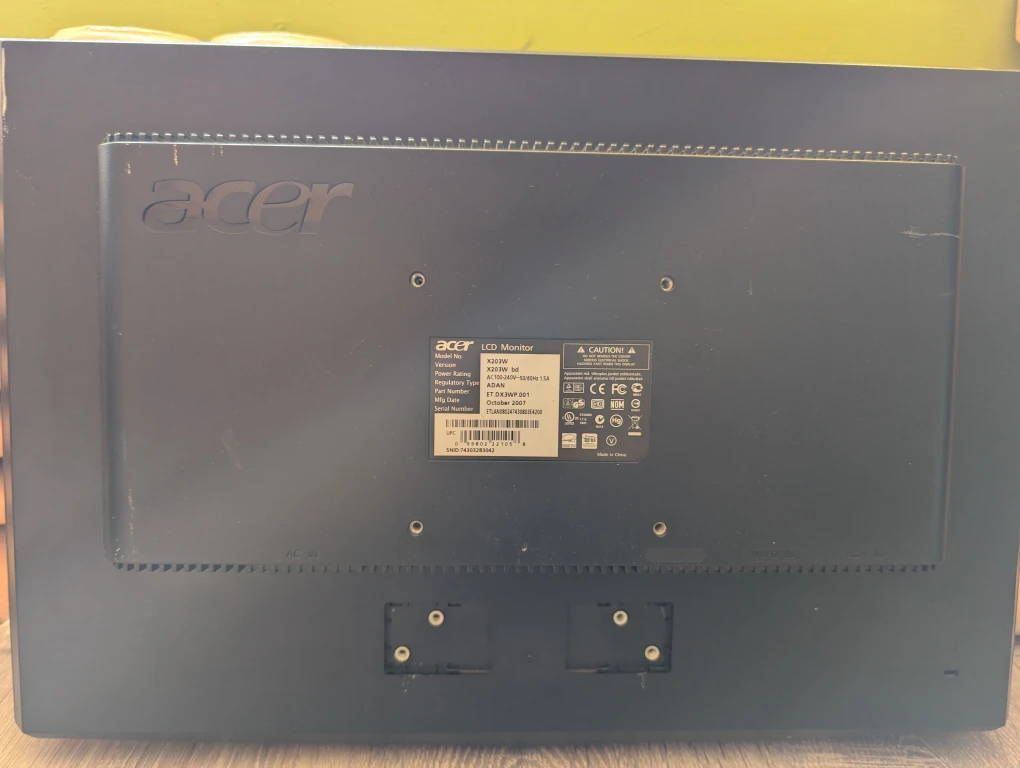 Acer X203H LCD Monitor