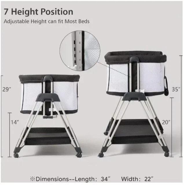 BRAND NEW SEALED - Bedside Crib with Adjustable Height image indicator(5)