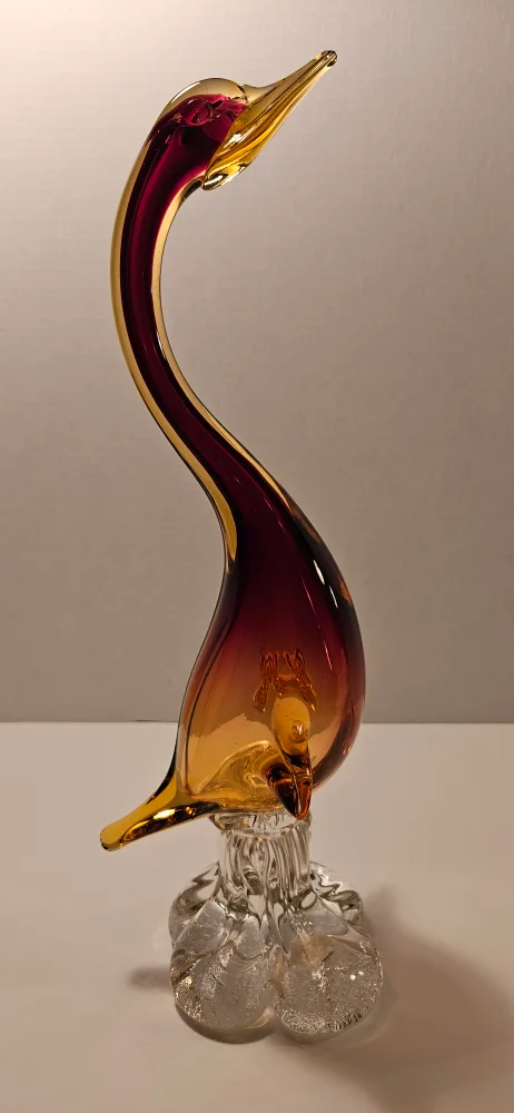 Murano Style Art Glass Swan Figurine
