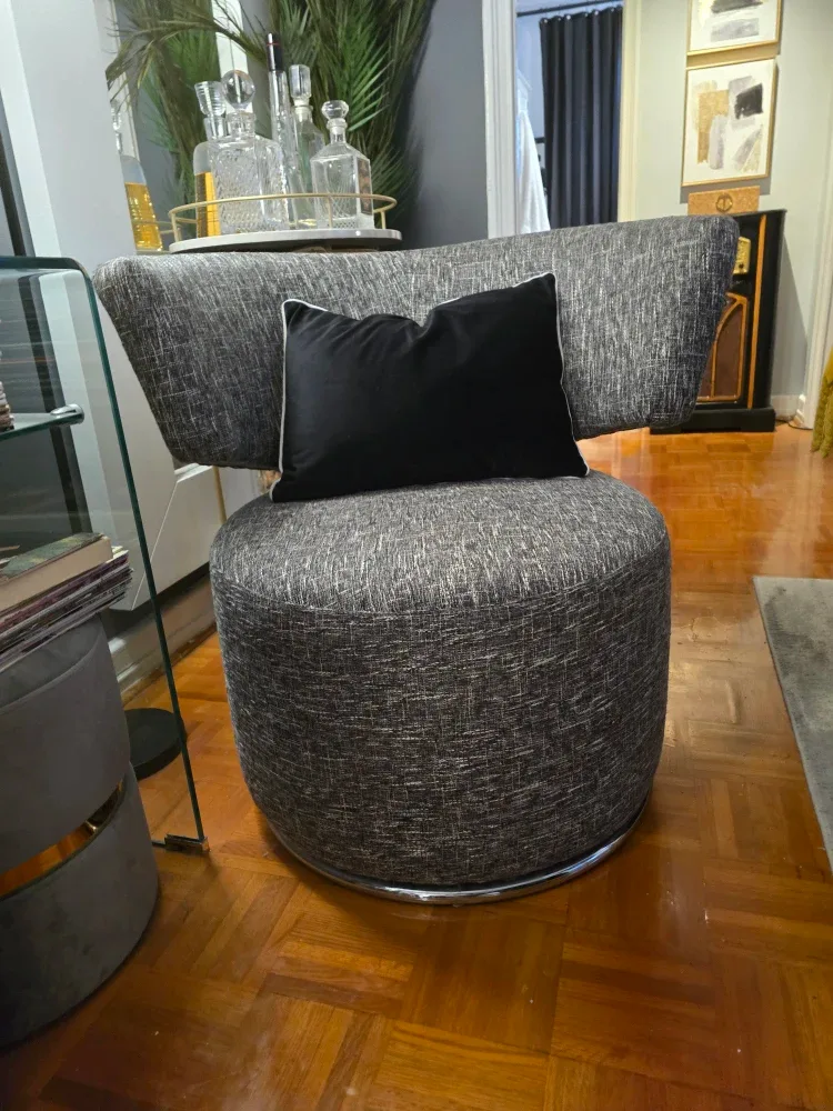 Grey Swivel Barrel Chair