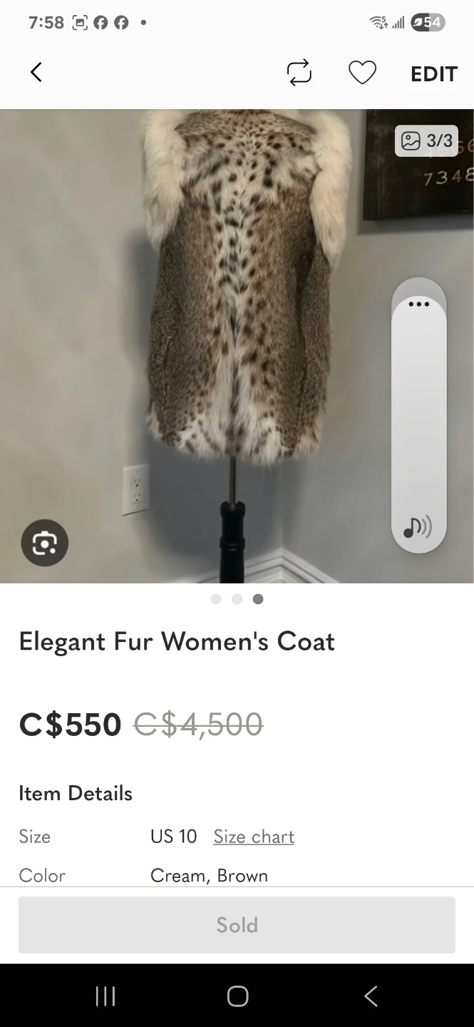 Elegant Fur Women's Coat - Size US 10 - photo 5