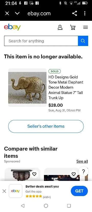 HD Designs Gold Tone Metal Elephant Decor image indicator(2)
