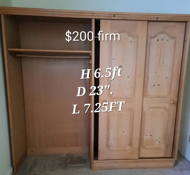 Wooden Wardrobe - 6.5ft H x 7.25ft L