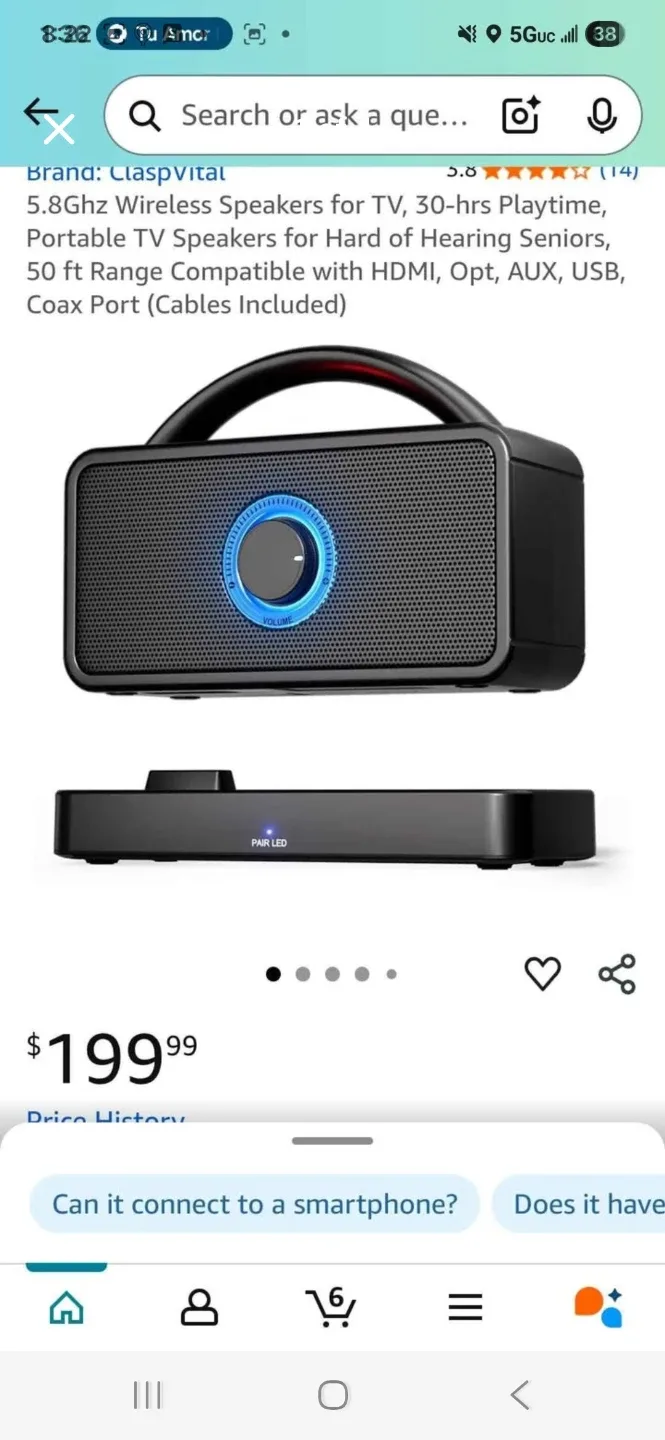 ClaspVital Portable Wireless TV Speaker image indicator(3)