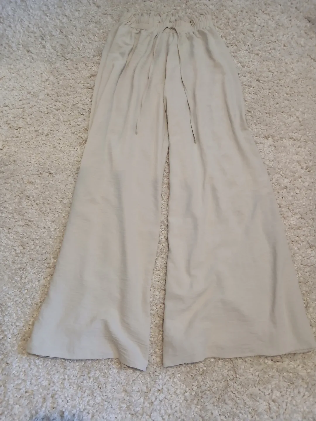 Beige Wide Leg Pants