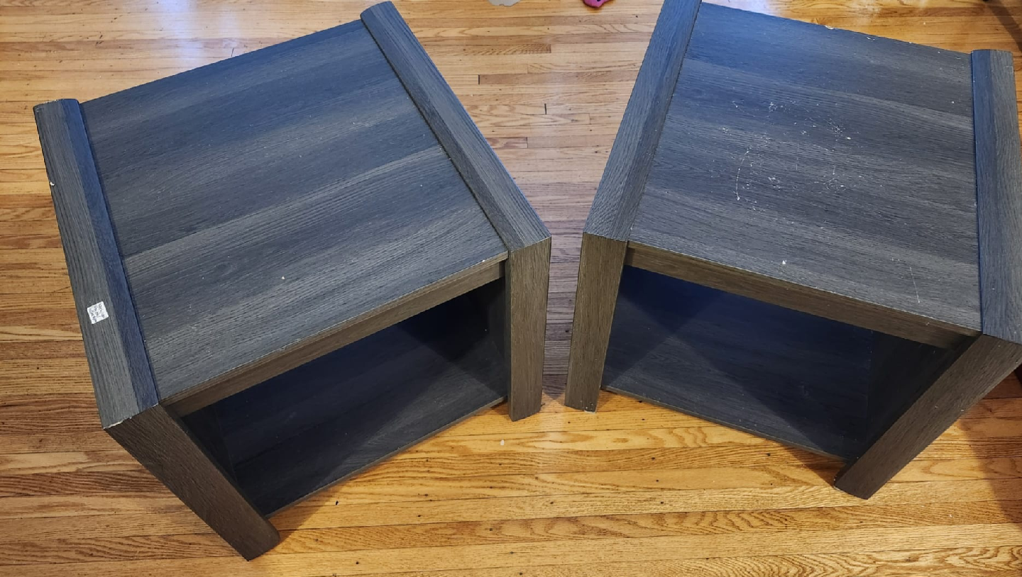 Pair of Grey Wood Grain end tables