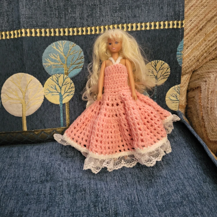 Handmade Pink Crochet Doll Dress