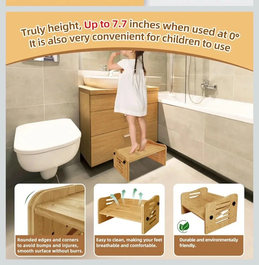 Adjustable Bamboo Foot Rest Stool image indicator(6)