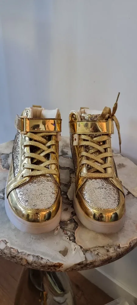 Unisex IGxx Gold Glitter High-Top Sneakers - Size US 9.5 / EU 43 image indicator(2)
