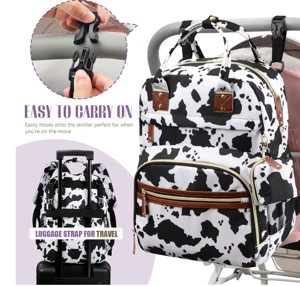 Cow Print Diaper Bag Backpack image indicator(2)