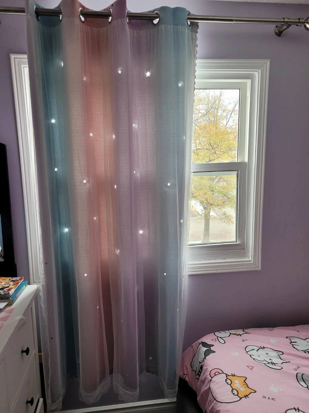 Rainbow Star Girls bedroom window urtain 54 by 84