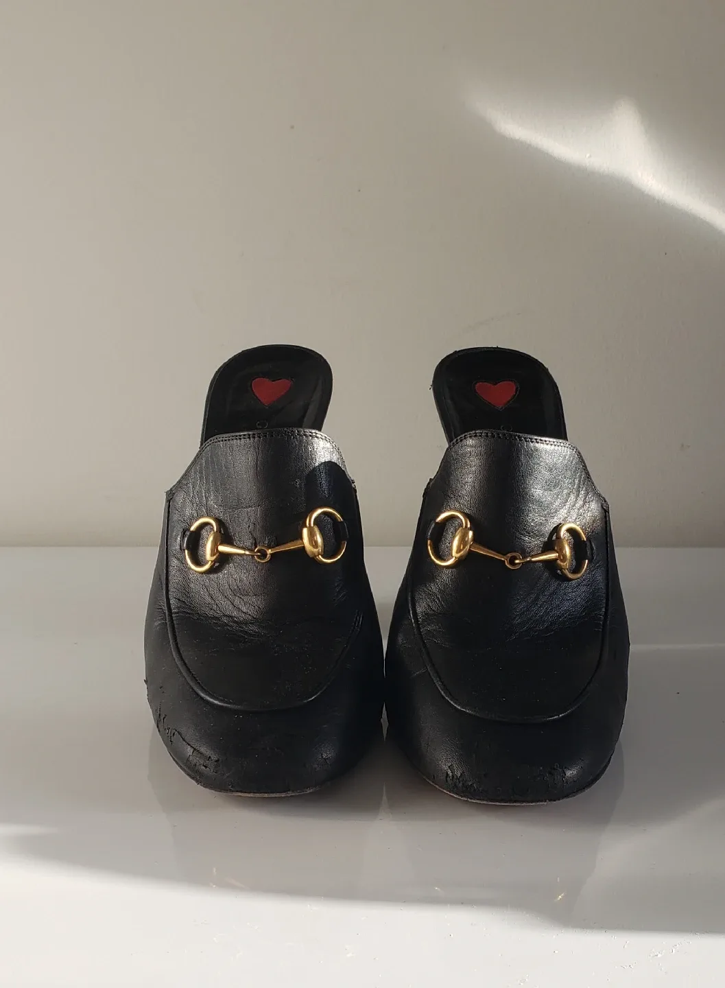 Gucci Black Leather Clog Heels Size 38 image indicator(3)