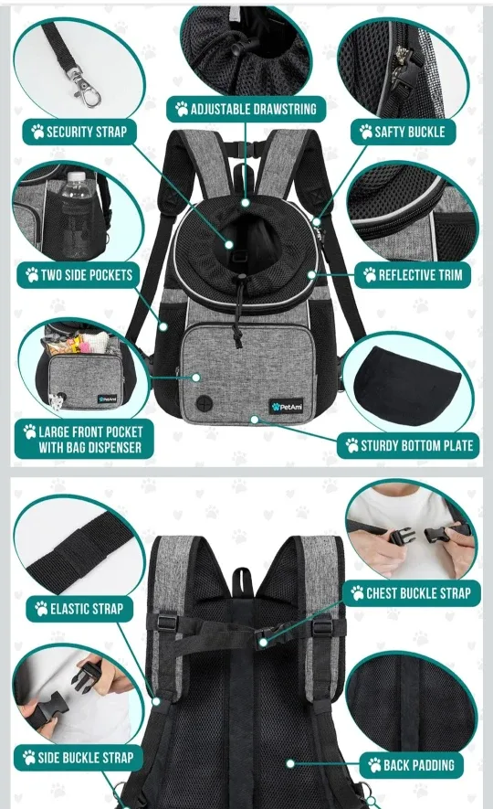 PetAmi Pet Carrier Backpack - Grey image indicator(5)
