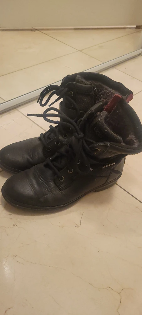 UGG Black Leather Boots - Size 6
