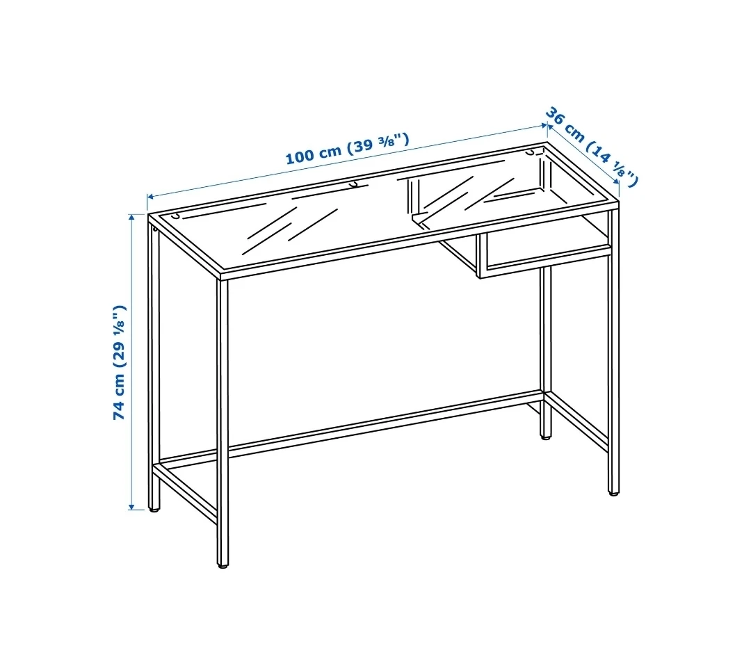 Glass Top Desk with Metal Frame - photo 5