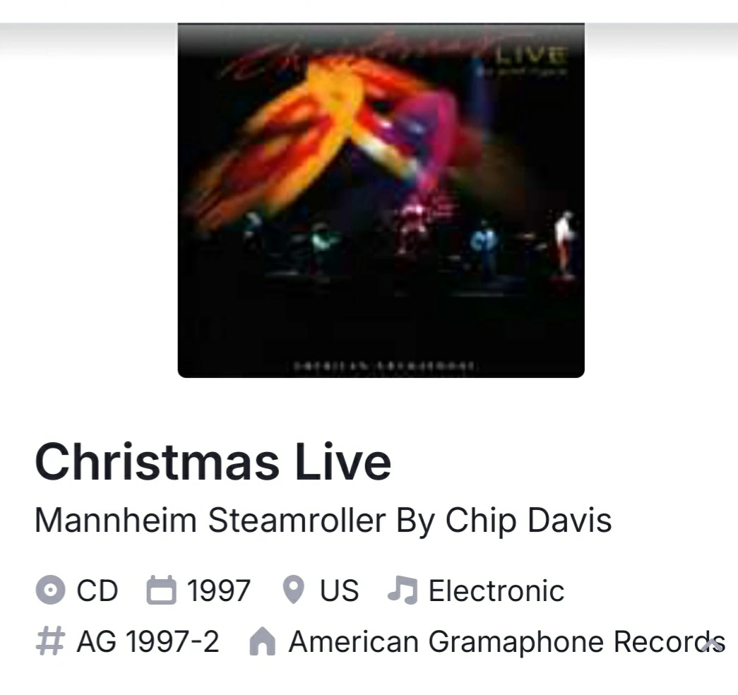 Mannheim Steamroller Christmas Live CD - photo 5
