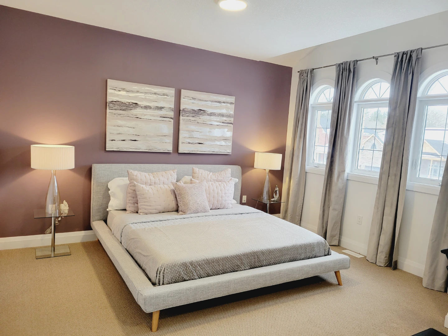 King Upholstered Platform Bed Frame - Linen Grey - photo 4