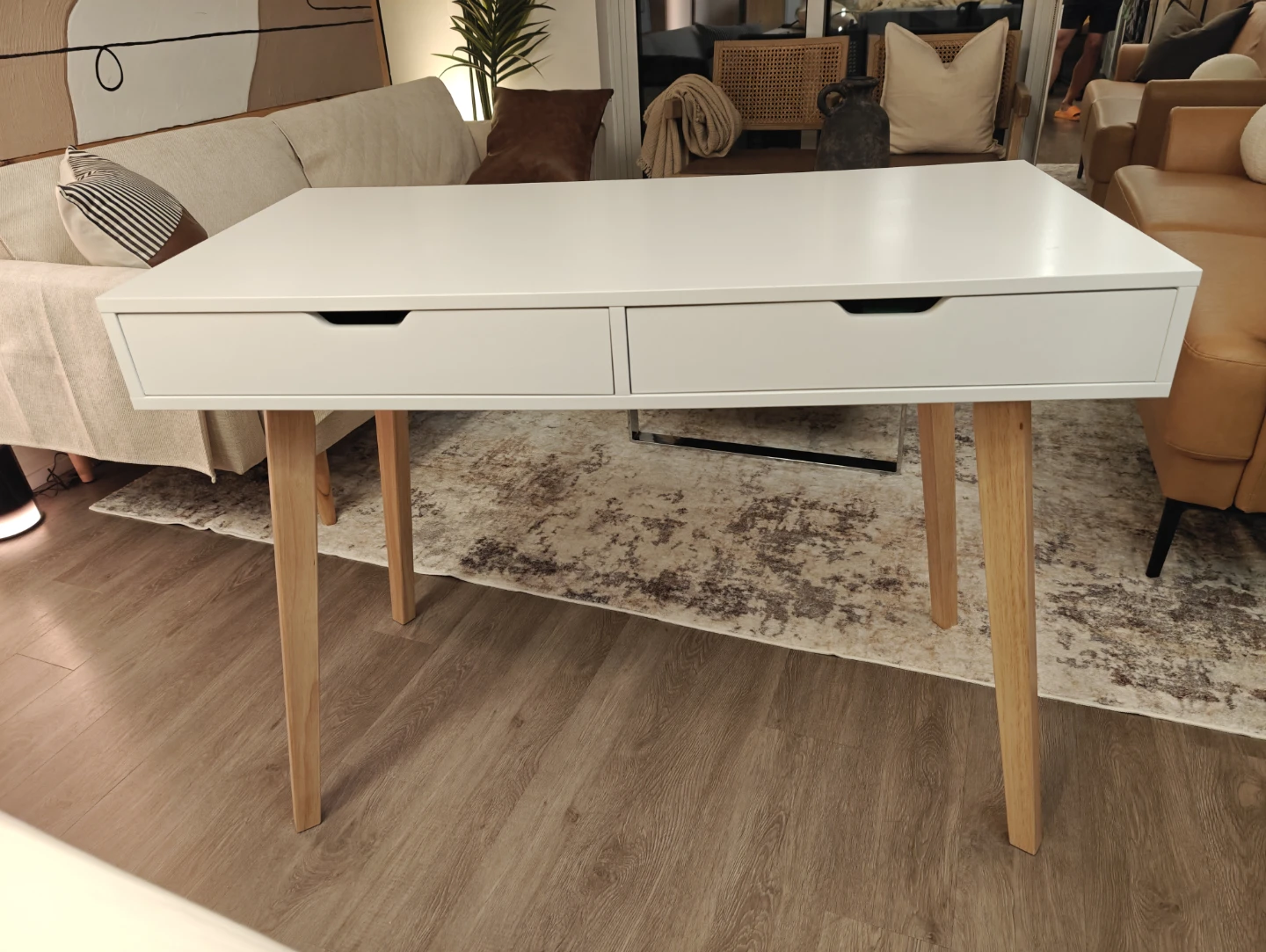 White wooden modern work office computer desk - photo 3