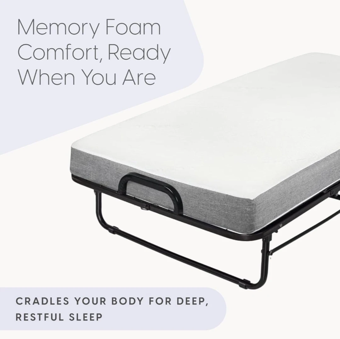 High Quality Folding Bed Frame with Memory Foam Mattress - photo 3