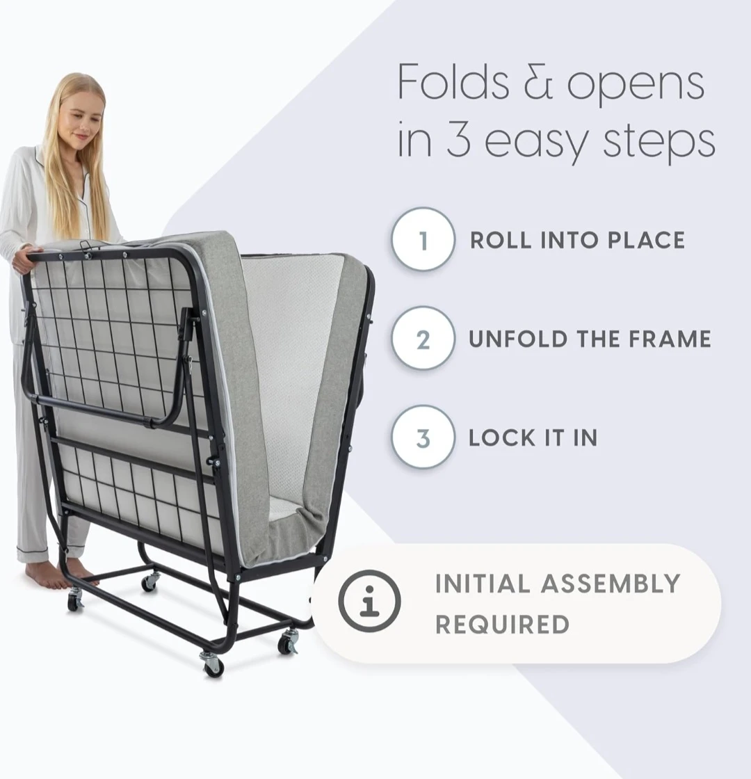 High Quality Folding Bed Frame with Memory Foam Mattress - photo 5