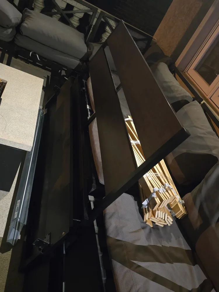 Modern Dark Brown Bed Frame - Sturdy Metal Center Support image indicator(2)