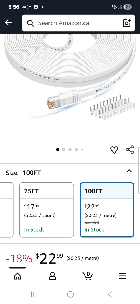 New Geekee Flat Ethernet Cable 100ft
