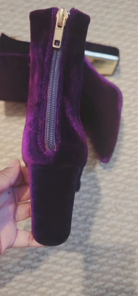 Purple Velvet Ankle Boots, Size 11 image indicator(3)