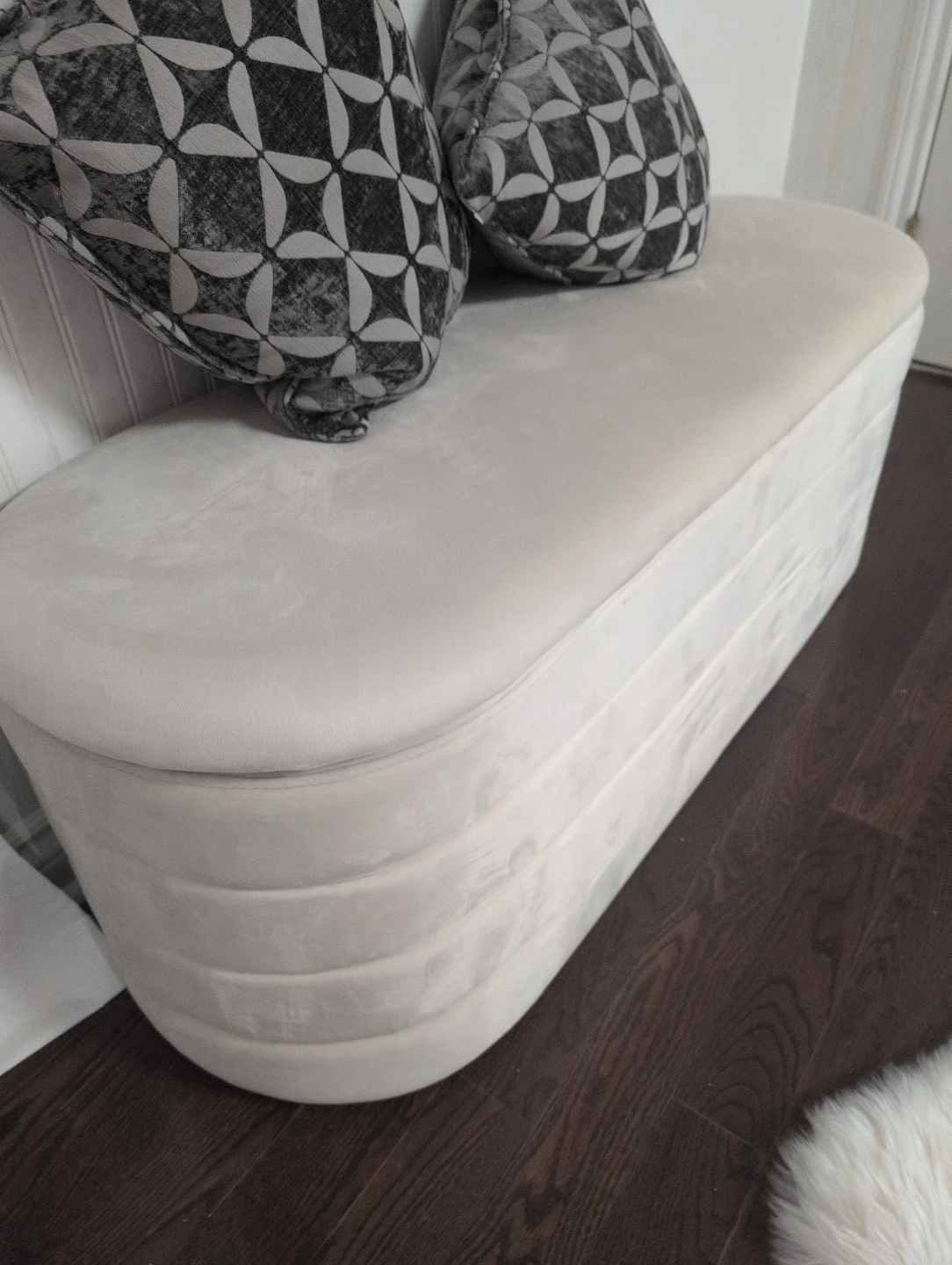 Storage Ottoman Bench - Beige Velvet - photo 2