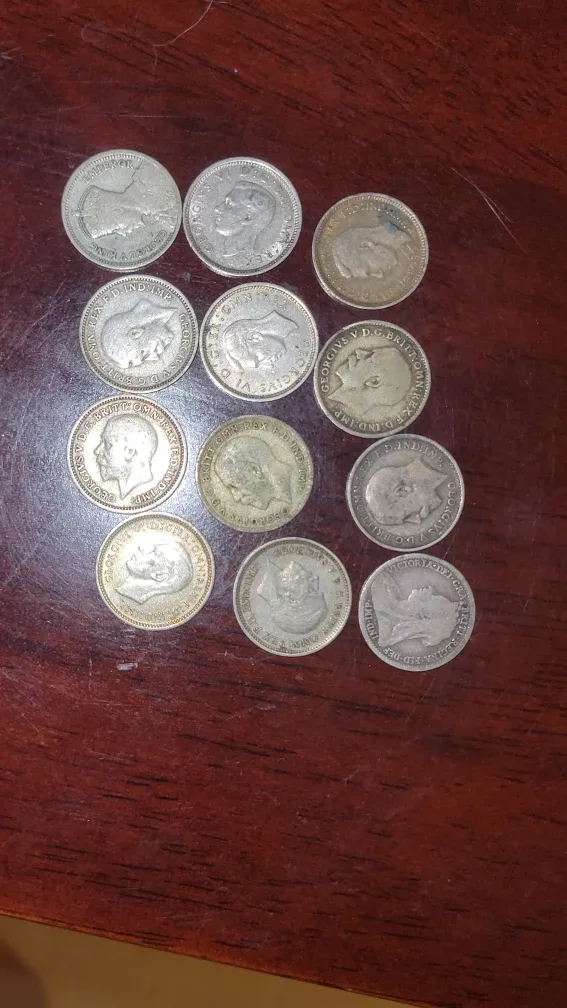 12 Silver Vintage British Coins! image indicator(2)