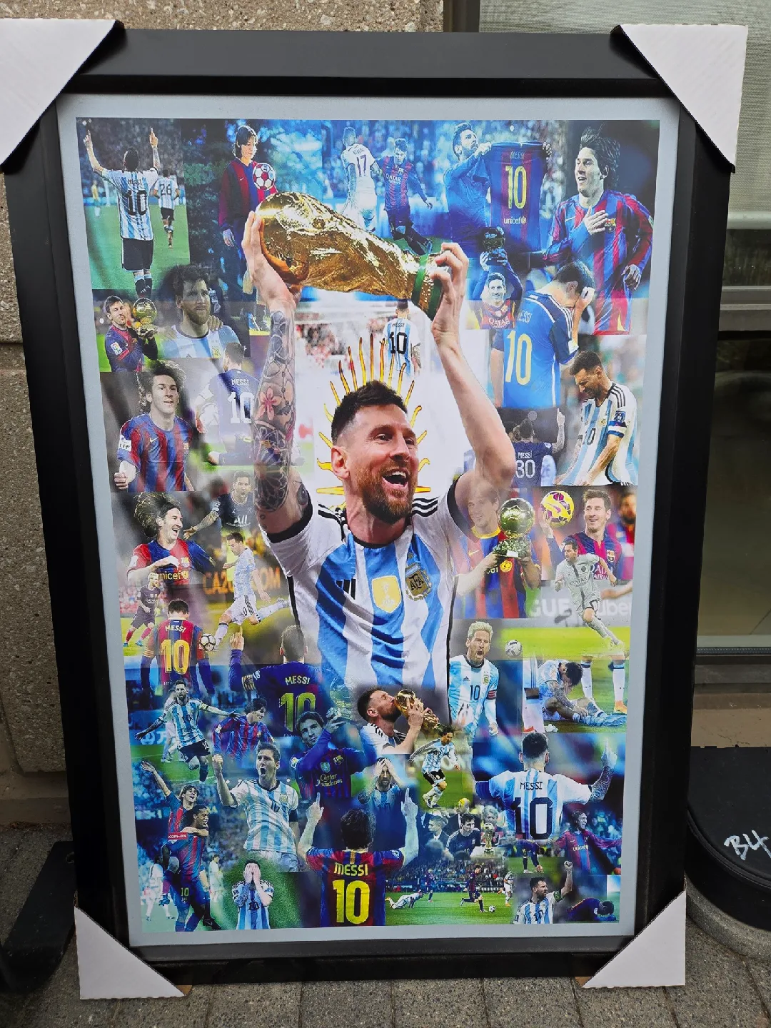 26x38 Argentina Messi collage textured print frame
