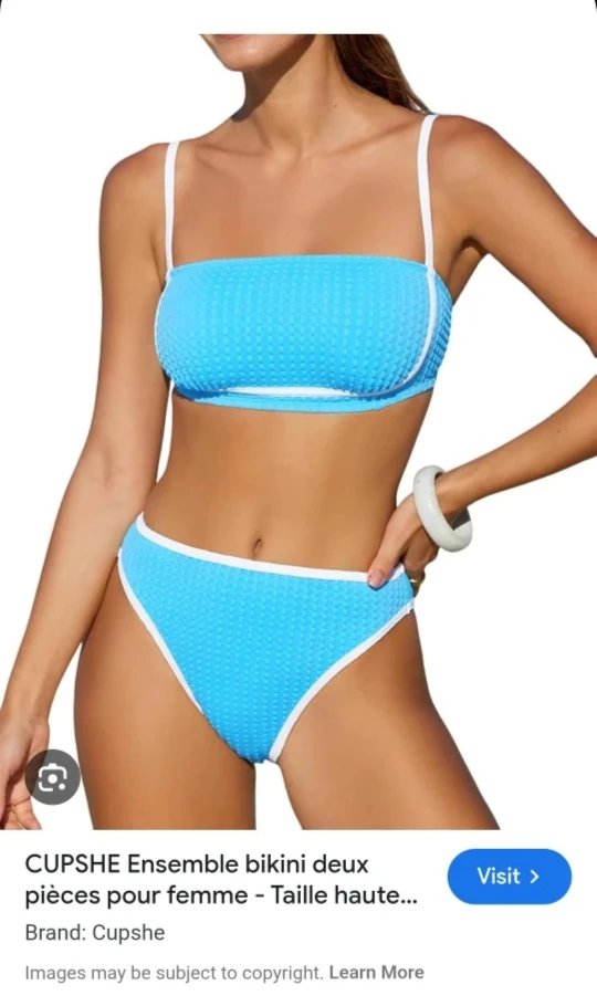 Cupshe Sky Blue/White Bikini Set - Size L - photo 2