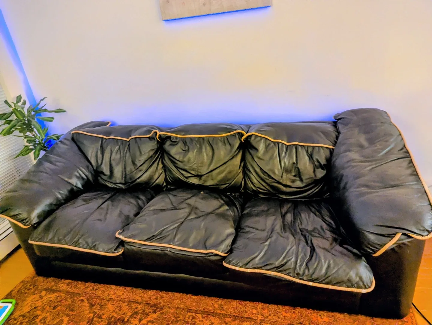 Black Leather Sofa (3 seat)