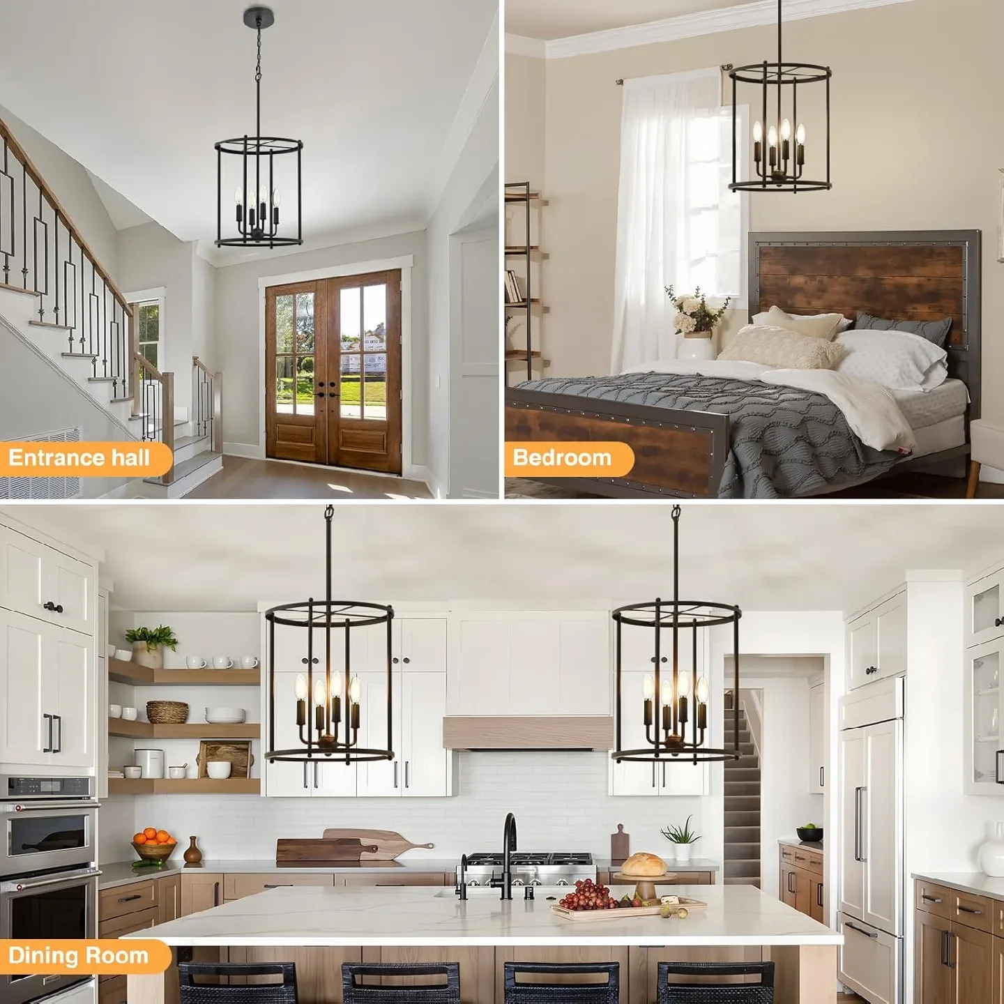 Black Chandelier with 4 Lights BNIB image indicator(3)