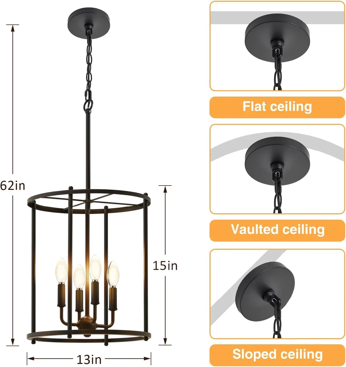 Black Chandelier with 4 Lights BNIB image indicator(4)
