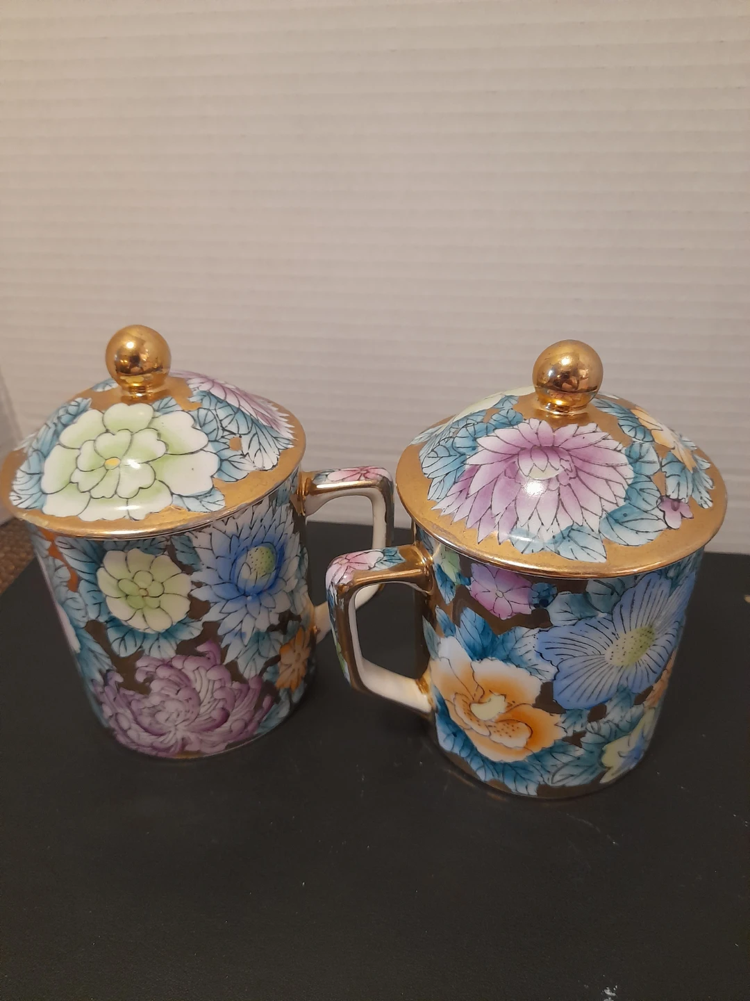 Floral Tea Cups with Lids - Set of 2 - photo 4