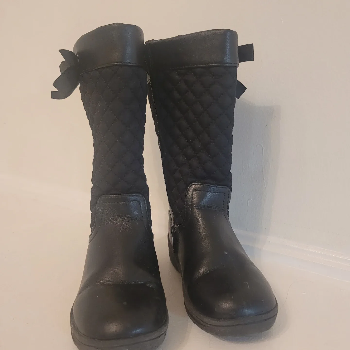 Black Quilted Girls Boots