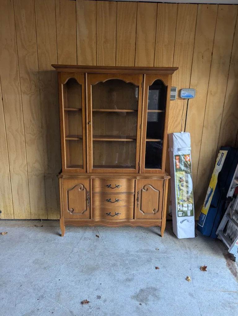 Wooden Dining Set - Table, Chairs, and Hutch