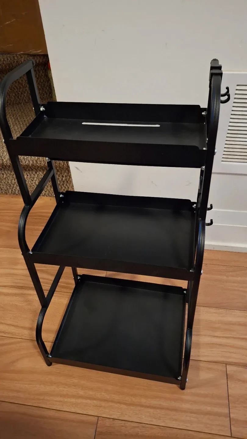 Black 3-Tier metal organizer spice kitchen shelf rack image indicator(5)