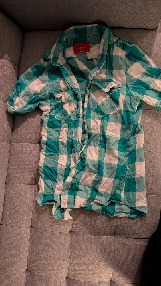 TOPMAN Green & White Plaid Shirt