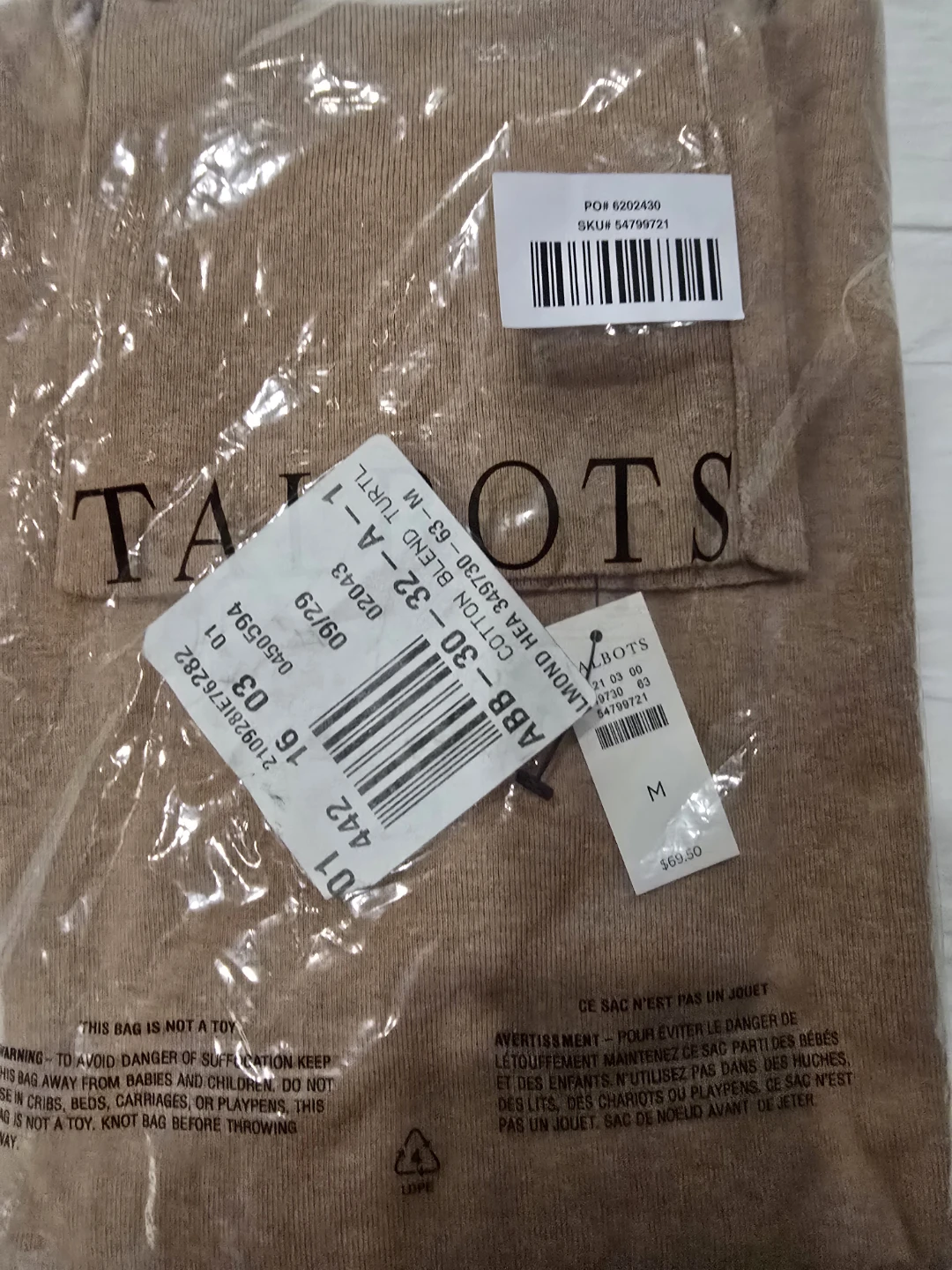 NEW with Tags Talbots Cotton Blend Turtle Neck - M - New - photo 2