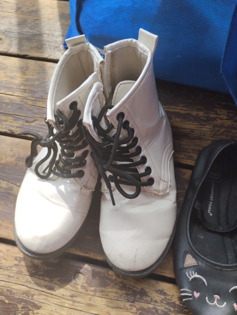 White Lace-Up Boots