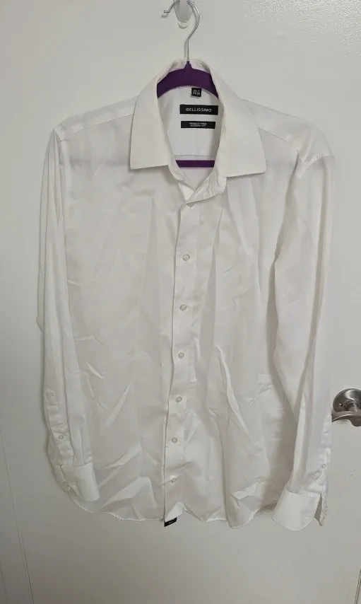 Bellissimo White Men's Dress Shirt - 15 1/2 T, 34/35