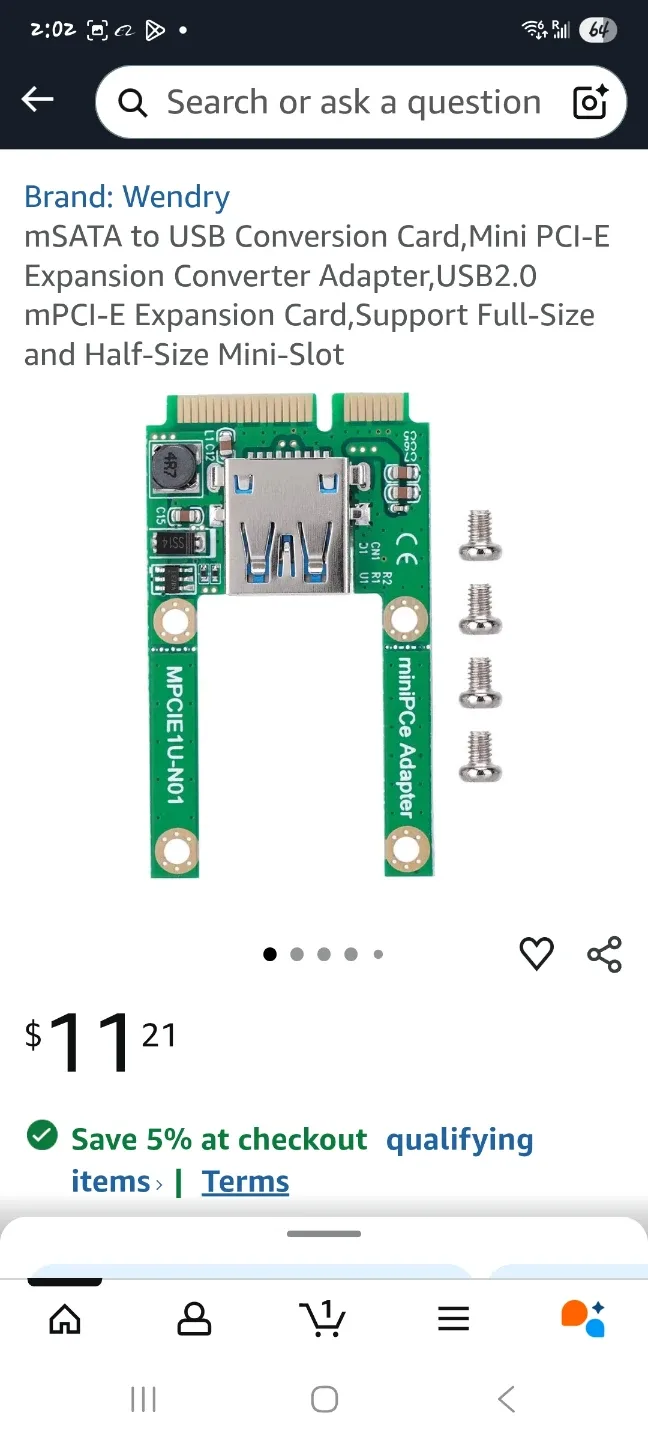 Wendry mSATA to USB Conversion Card thumbnail